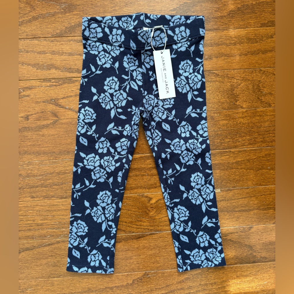 Toddler Navy Floral Jacquard Leggings